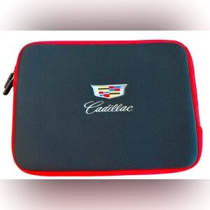 Cadillac Tablet Case Sleeve Zipper Pouch Embroidered Red Black New 11.5x8.25”